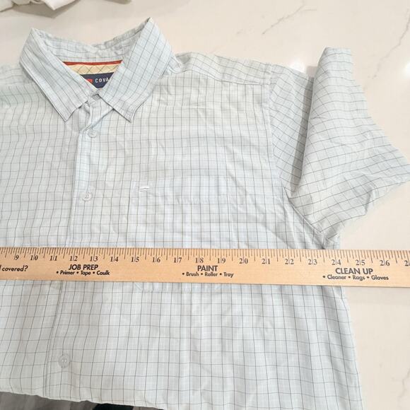 Cova Shirt Mens XL Blue Plaid Grid Short Sleeve Button Front Casual Checked - Picture 4 of 8